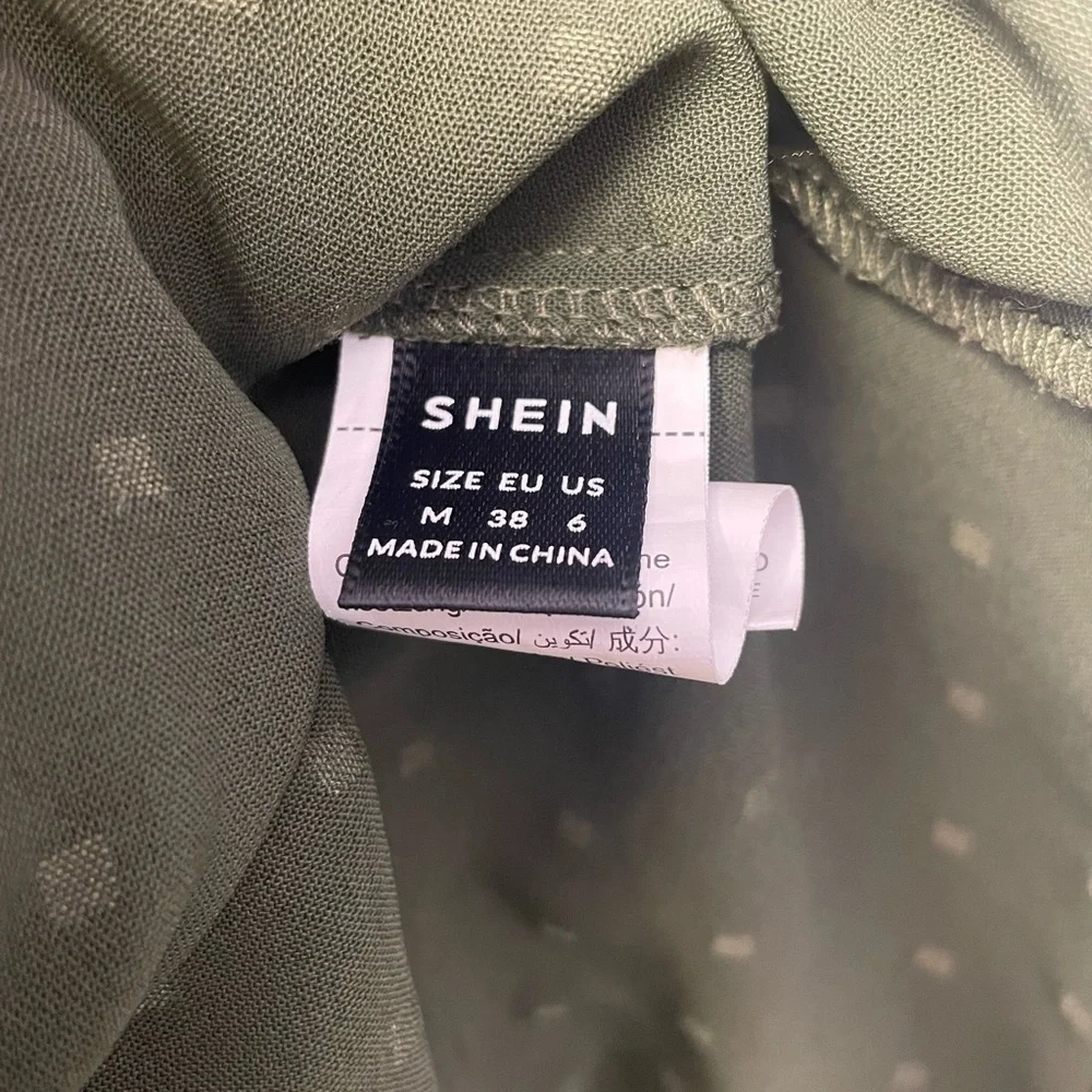 SHEIN Green Buttoned Peplum Blouse size Medium - Picture 4 of 7